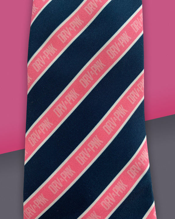 Knotty Tie® - Drive Pink Men's Necktie - Logo Striped